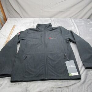 Eddie‎ Bauer Jacket Mens Large Gray Soft Shell Water Resistant Full Zip Xcel NWD